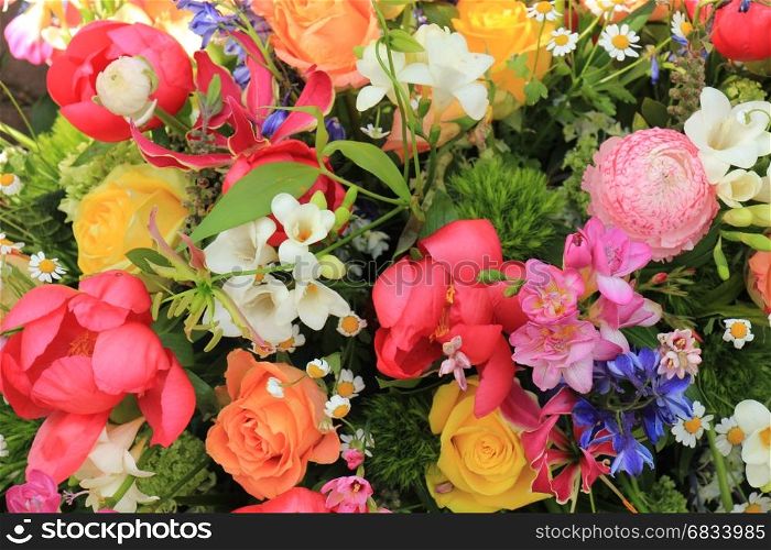 Mixed spring bouquet in various bright colors