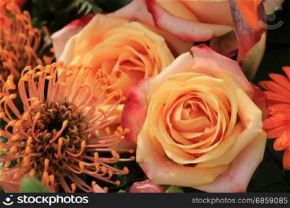 Mixed spring bouquet in various shades of orange