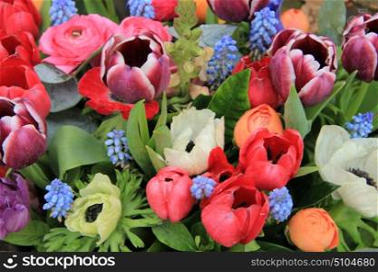 Mixed spring flowers in a colorful bouquet