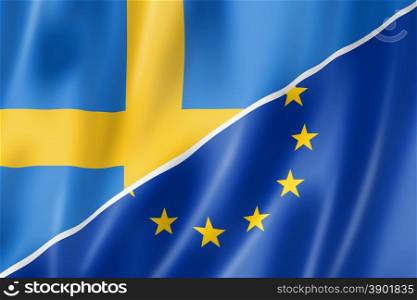 Mixed Swedish and european Union flag, three dimensional render, illustration