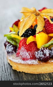 Mixed tropical fruit tart