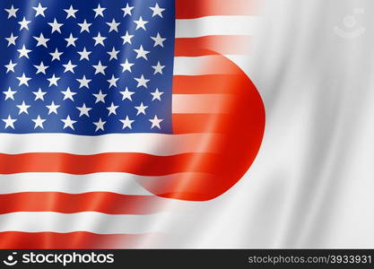 Mixed USA and Japan flag, three dimensional render, illustration