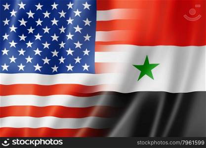 Mixed USA and Syria flag, three dimensional render, illustration