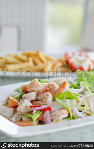 mixed vegetable and shrimp, Thai spicy salad