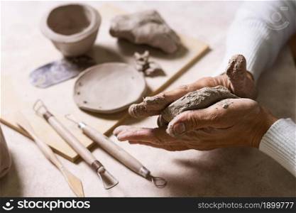 mixing clay pottery pot. Resolution and high quality beautiful photo. mixing clay pottery pot. High quality beautiful photo concept