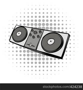 Mixing console black comics icon. Musical modern instrument on a white background. Mixing console black comics icon