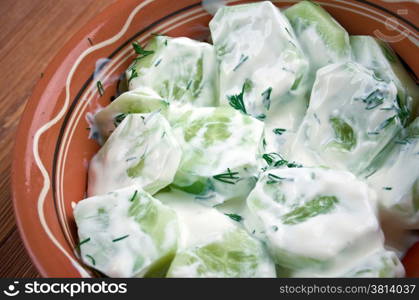 Mizeria - traditional Polish cucumber salad with sour cream