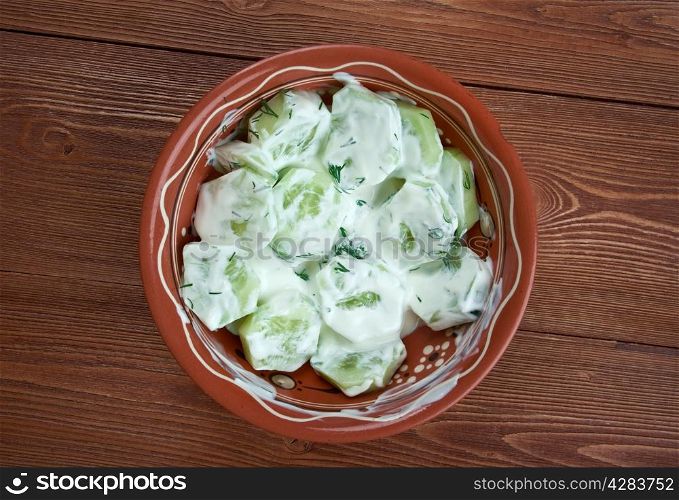 Mizeria - traditional Polish cucumber salad with sour cream