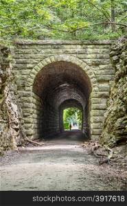 MKT tunnel on Katy Trail at Rocheport, Missouri. The Katy Trail is 237 mile bike trail stretching across most of the state of Missouri converted from an old railroad.