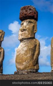 Moai statue, ahu Tongariki, easter island, Chile. Moai statue, ahu Tongariki, easter island