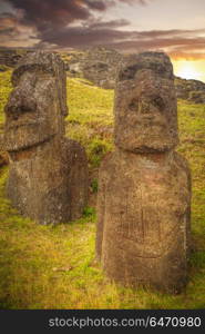 Moais at Ahu Tongariki (Easter island, Chile). Easter island