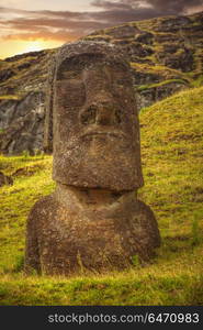 Moais at Ahu Tongariki (Easter island, Chile). Easter island