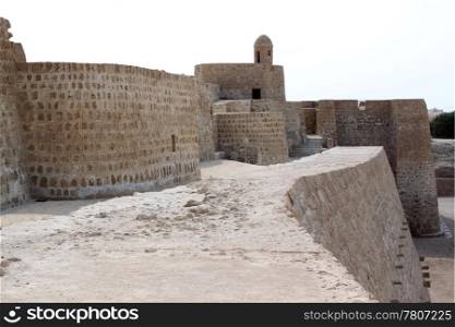 Moat and walls of fort Bahrein neare Manama city