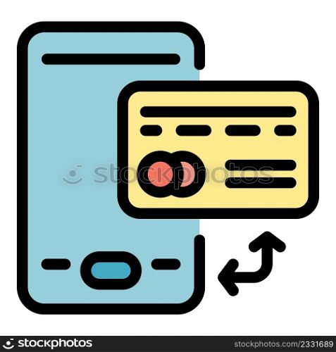 Mobile and card icon. Outline mobile and card vector icon color flat isolated. Mobile and card icon color outline vector