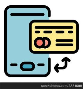 Mobile and card icon. Outline mobile and card vector icon color flat isolated. Mobile and card icon color outline vector