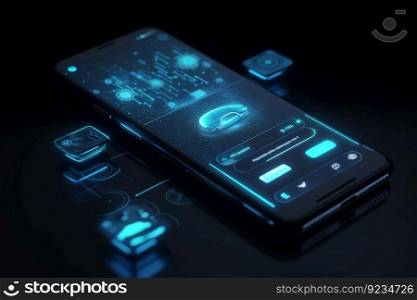 Mobile app concept futuristic. Screen cloud. Generate Ai. Mobile app concept futuristic. Generate Ai