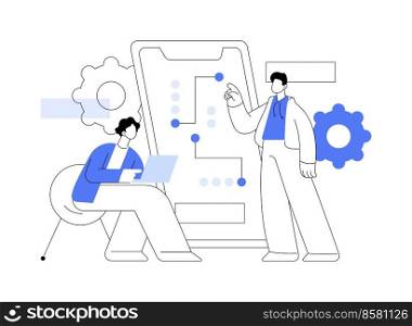 Mobile app development courses abstract concept vector illustration. Frontend courses, become a junior APP developer, IT company jobs, interactive environment applications abstract metaphor.. Mobile app development courses abstract concept vector illustration.