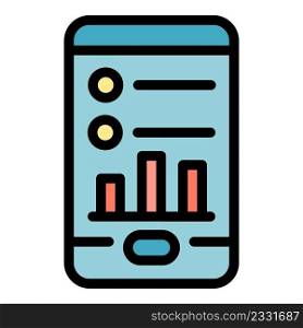 Mobile app pay icon. Outline mobile app pay vector icon color flat isolated. Mobile app pay icon color outline vector