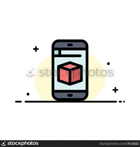 Mobile, Cell, Box, Technology Business Flat Line Filled Icon Vector Banner Template