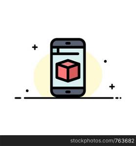 Mobile, Cell, Box, Technology Business Flat Line Filled Icon Vector Banner Template