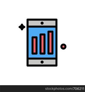 Mobile, Cell, Chart Flat Color Icon. Vector icon banner Template