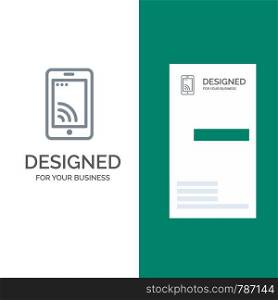 Mobile, Cell, Wifi, Service Grey Logo Design and Business Card Template