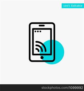Mobile, Cell, Wifi, Service turquoise highlight circle point Vector icon