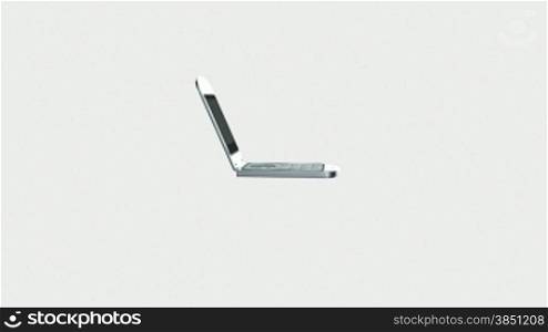 Mobile chunk dissolve into Laptop against white
