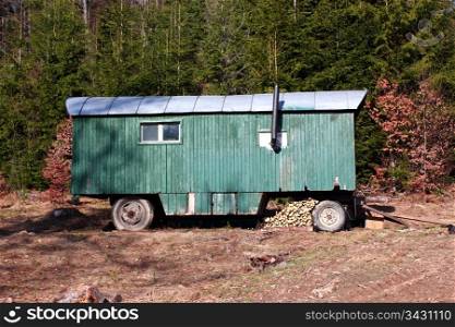 mobile house in the forest for the saw dust eaters
