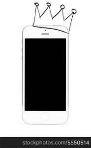 mobile king. modern touch screen smartphone isolated on white background