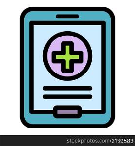 Mobile medical card icon. Outline mobile medical card vector icon color flat isolated. Mobile medical card icon color outline vector