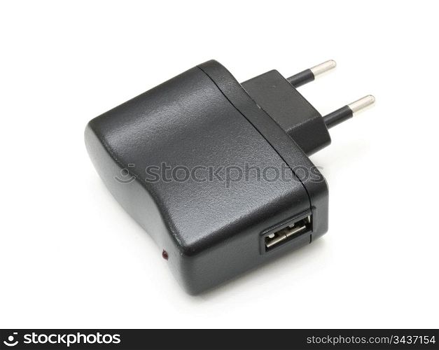Mobile phone charger isolated on white Adapter for phone