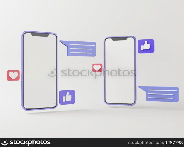 Mobile phone on pastel background with 3d graphics.