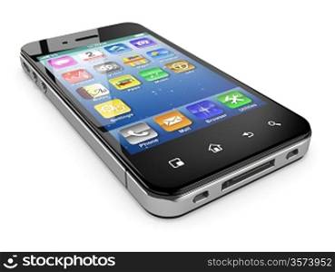Mobile phone on white background. Three-dimensional image. 3d
