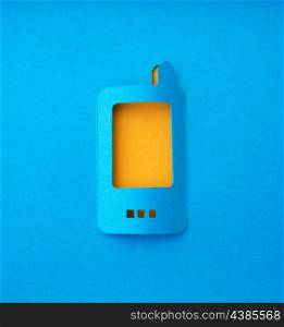 mobile phone paper symbol on blue background&#xA;&#xA;