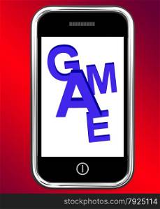 Mobile Phone Sale Screen Shows Online Discounts. Game On Phone Showing Online Gaming Or Gambling