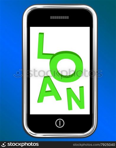 Mobile Phone Sale Screen Shows Online Discounts. Loan On Phone Meaning Lending Or Providing Advance