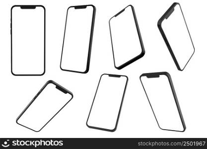 Mobile Phone Template Mockup. 3D illustration.