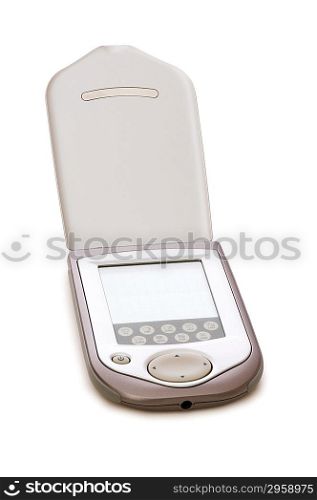 Mobile phone with blank screen isolated on white