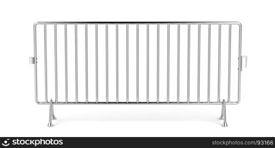 Mobile steel fence on white background