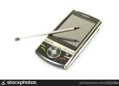 Mobile telephone isolated on a wait background