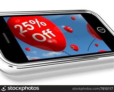 Mobile With 25% Off Sale Promotion Balloons. Mobile With 25% Off Sale Promotion Balloons Screen