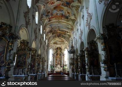 MOCHSDEGGINGEN, GERMANY - CIRCA AUGUST 2015 Inside Mochsdegginen Kloister church