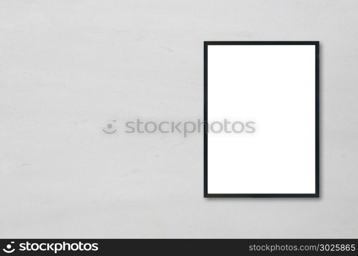 Mock up blank poster picture frame hanging on white marble wall background in room - can be used mockup for montage products display and design key visual layout.