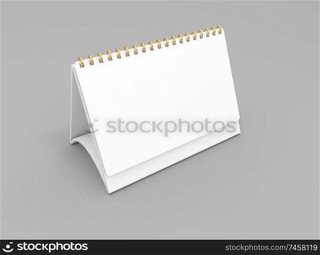 Mock up calendar with rings on gray background. 3d render illustration.
. Mock up calendar with rings on gray background.
