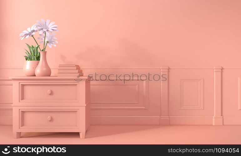 Mock up decoration color living coral style.3D rendering