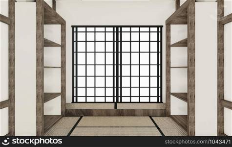 Mock up - Empty room japanese style. 3D rendering