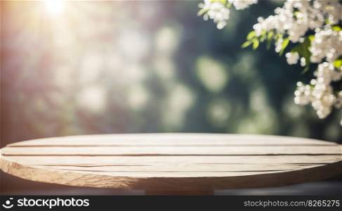 Mock up for space Empty dark wooden table in front of abstract blurred bokeh background for display or montage your product.