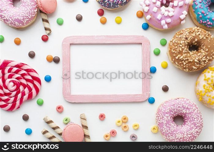 mock up frame surrounded by sweets