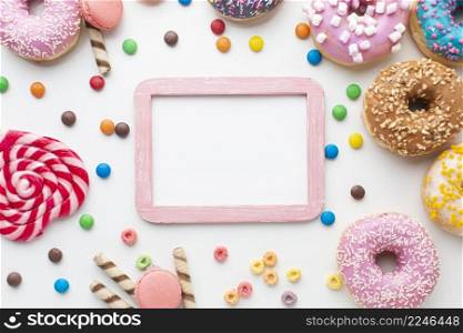 mock up frame surrounded by sweets